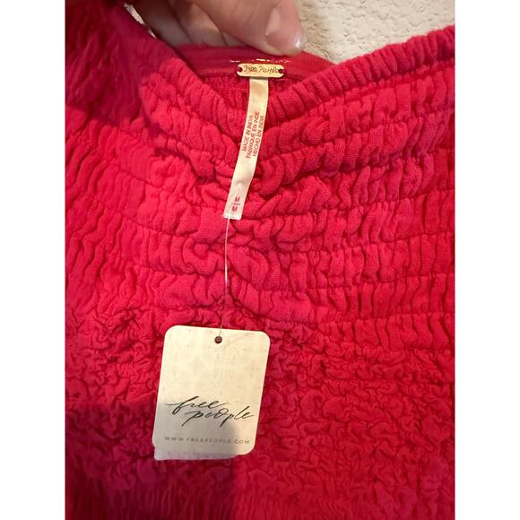 Free People Sparkling Drop Waist Smocked Midi Pink Dress Women's Size:‎ M - NWT - Picture 4 of 6